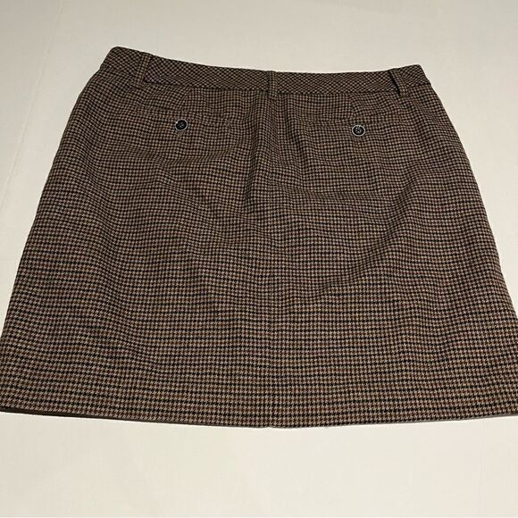 Eddie Bauer Women's Wool Blend Skirt Size 12 Black/Burgundy Houndstooth - Picture 2 of 6